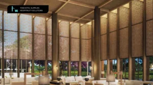 Banquet hall in Bhutan fully furnished with tables and chairs by YOB Hotel and Supplies